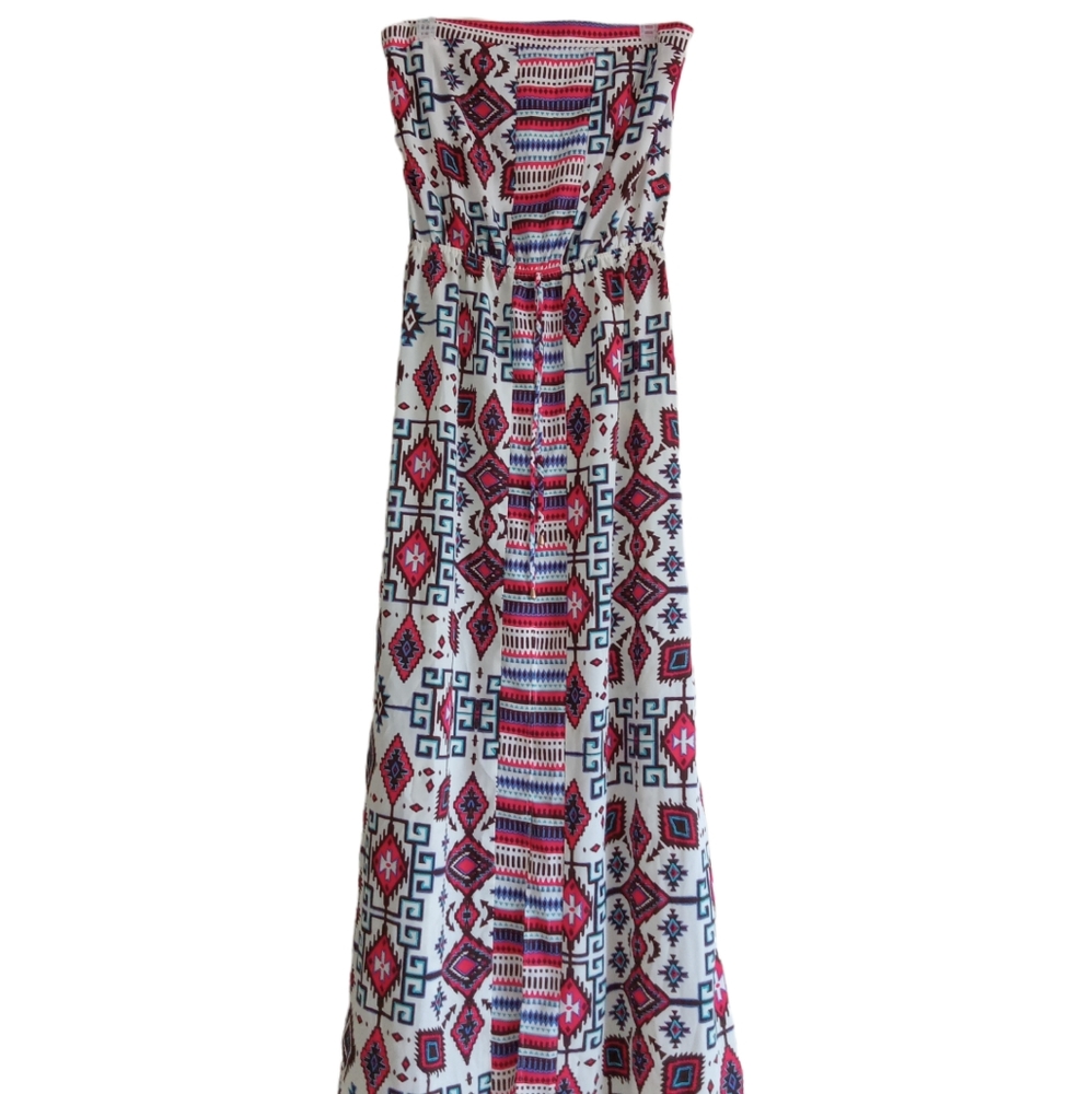 Xhilaration Strapless Tribal Print Maxi Dress
